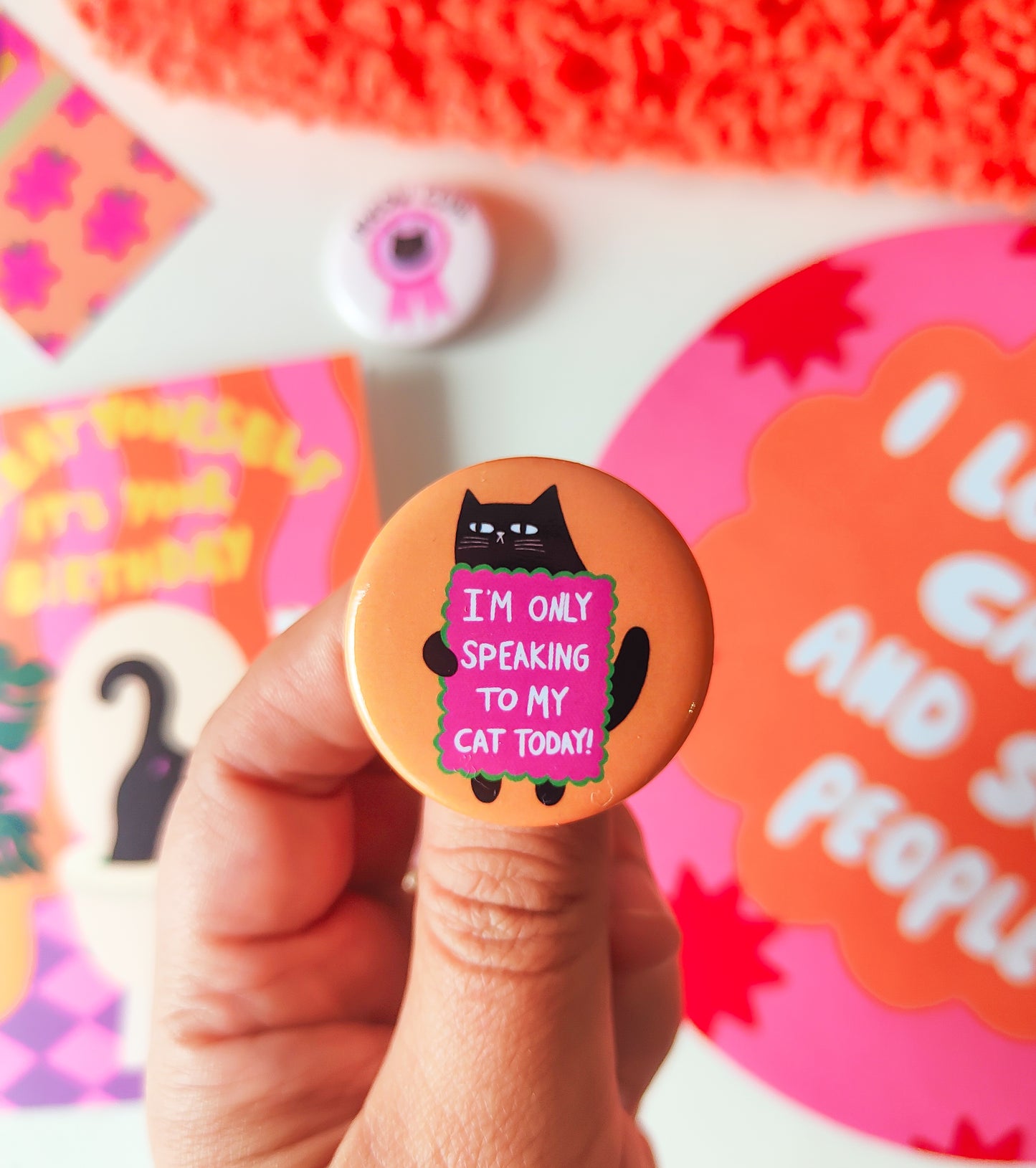 Only Speaking To My Cat - Button Pin Badge - Funny Feline Gift, Black Cats, Funny Pins (38mm)