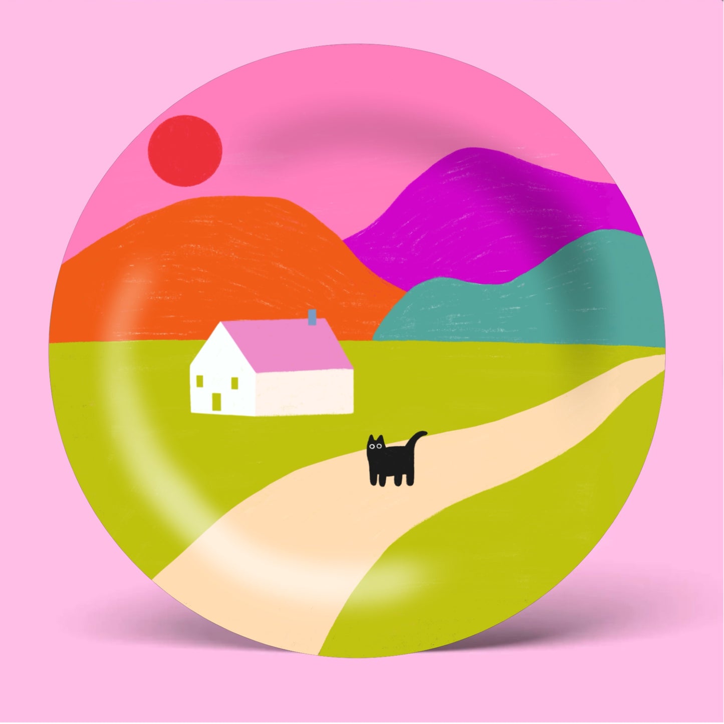 Pink Roof - Ceramic Plate