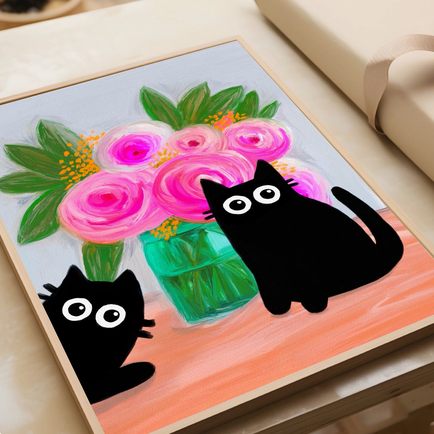 Black Cats and Roses Print