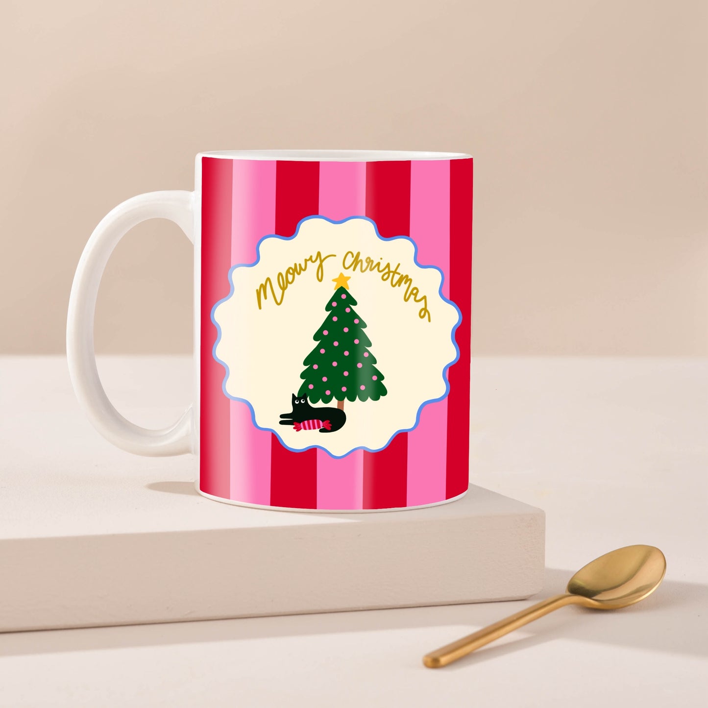 Meowy Christmas Ceramic Cat Mug