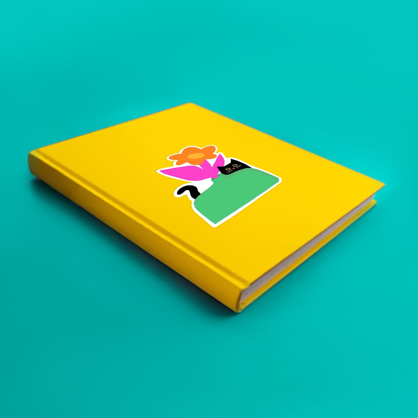Green Vase - Cat themed Vinyl Sticker