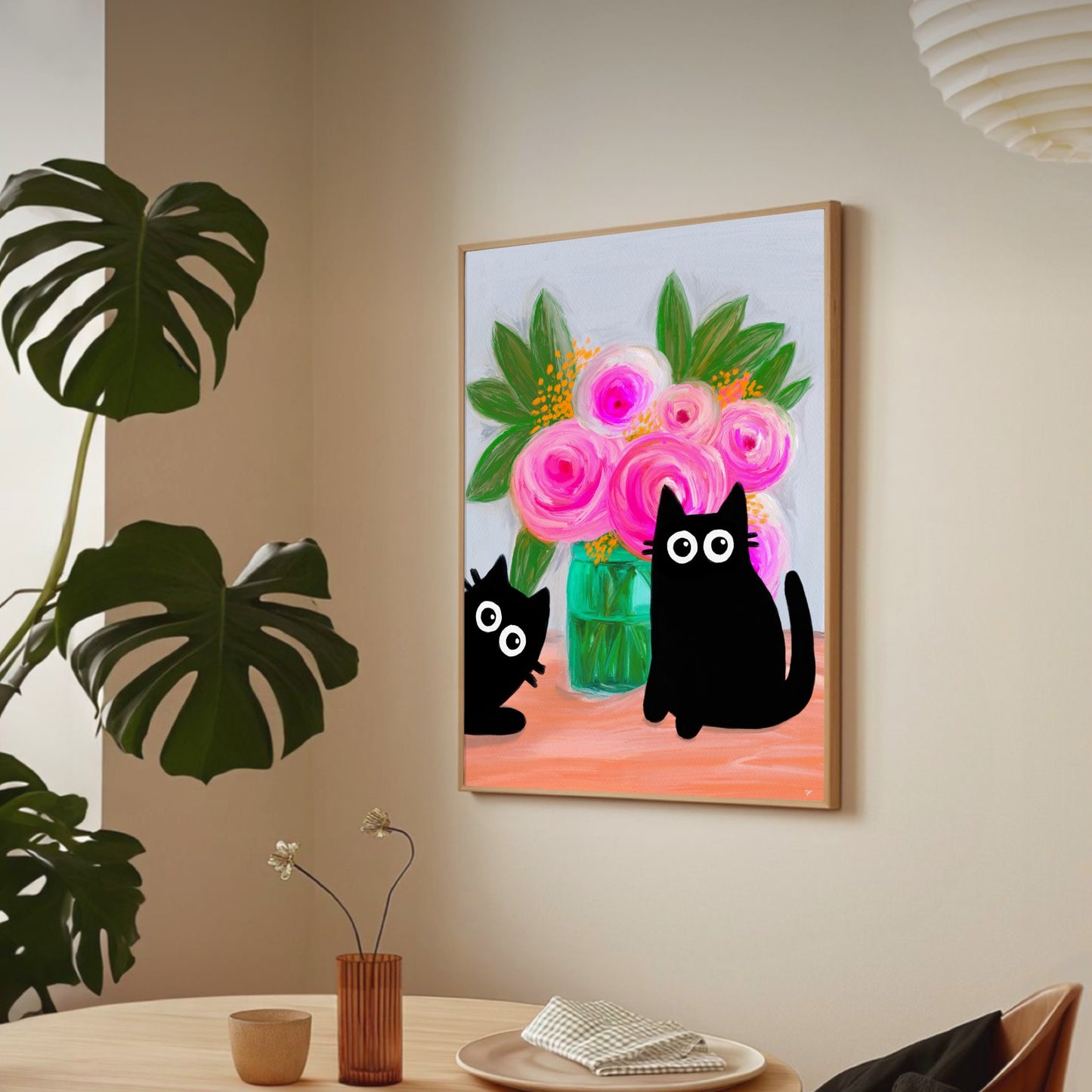 Black Cats and Roses Print