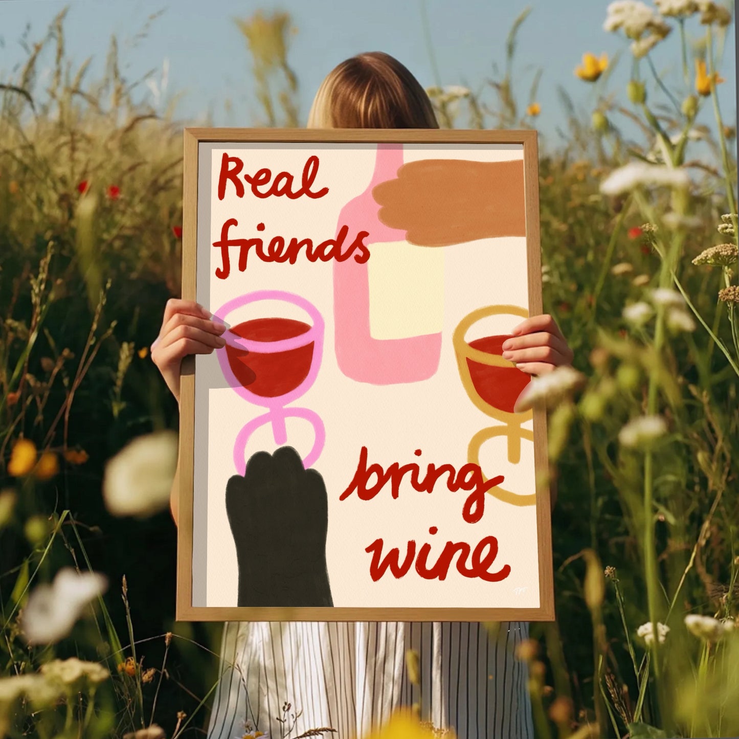 Friends Bring Wine Print