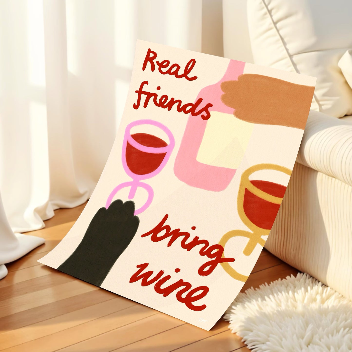Friends Bring Wine Print
