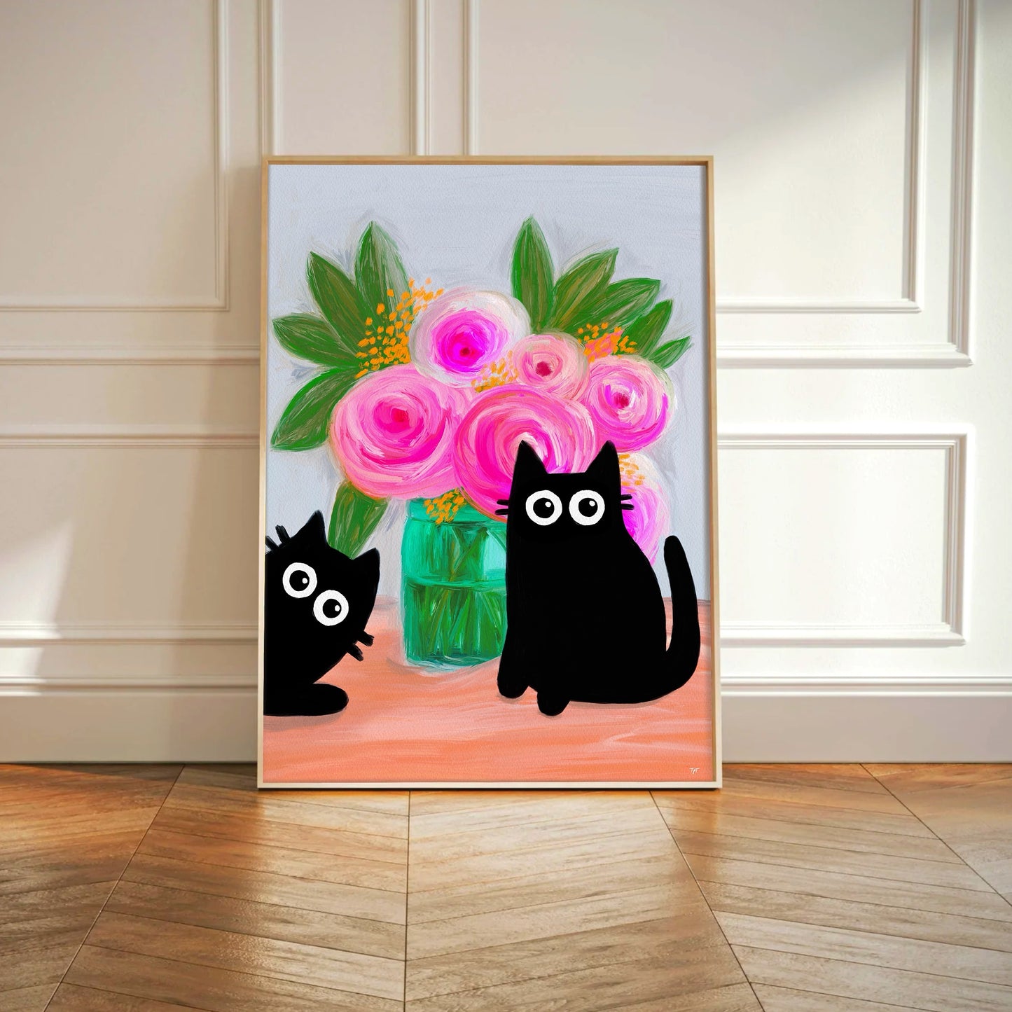 Black Cats and Roses Print