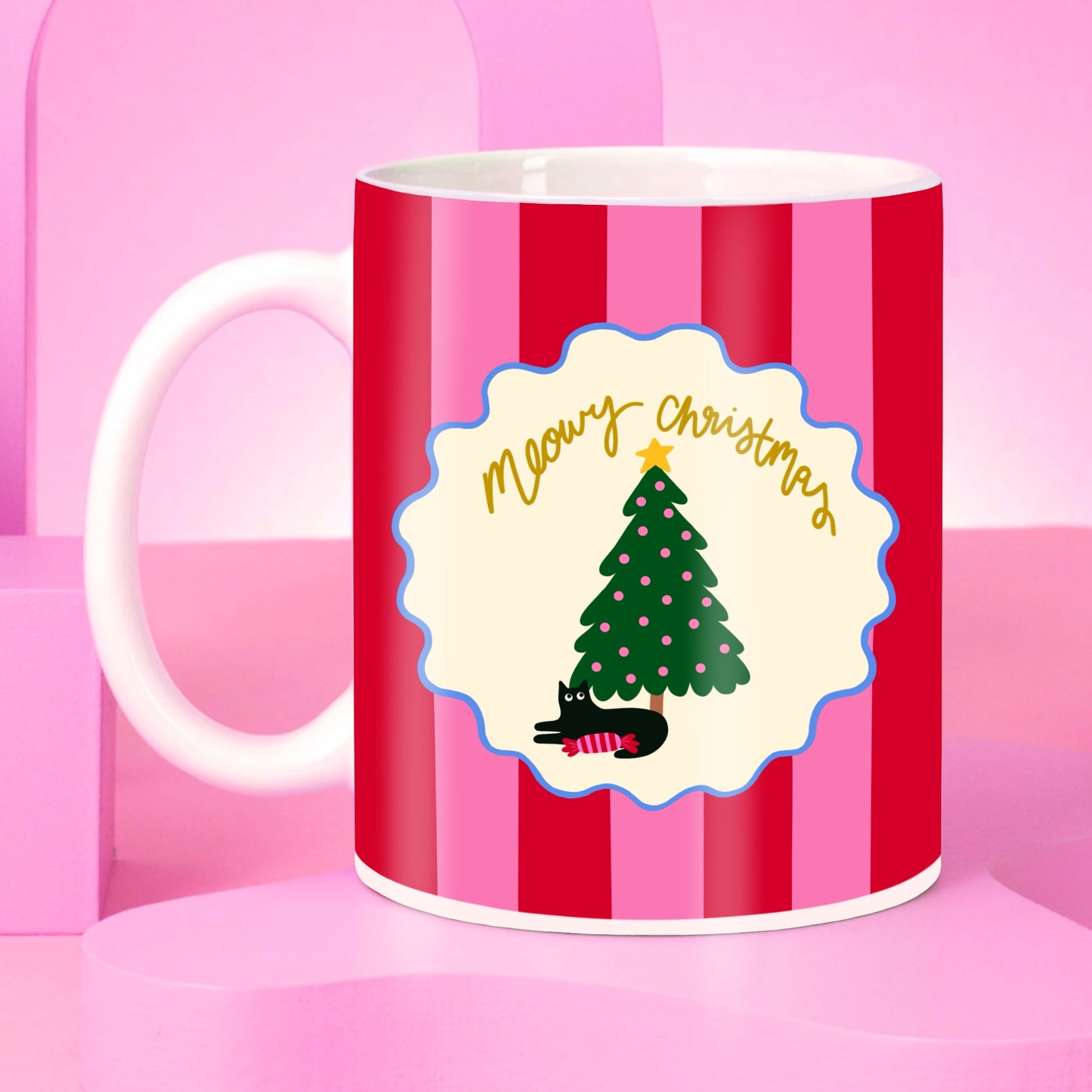 Meowy Christmas Ceramic Cat Mug