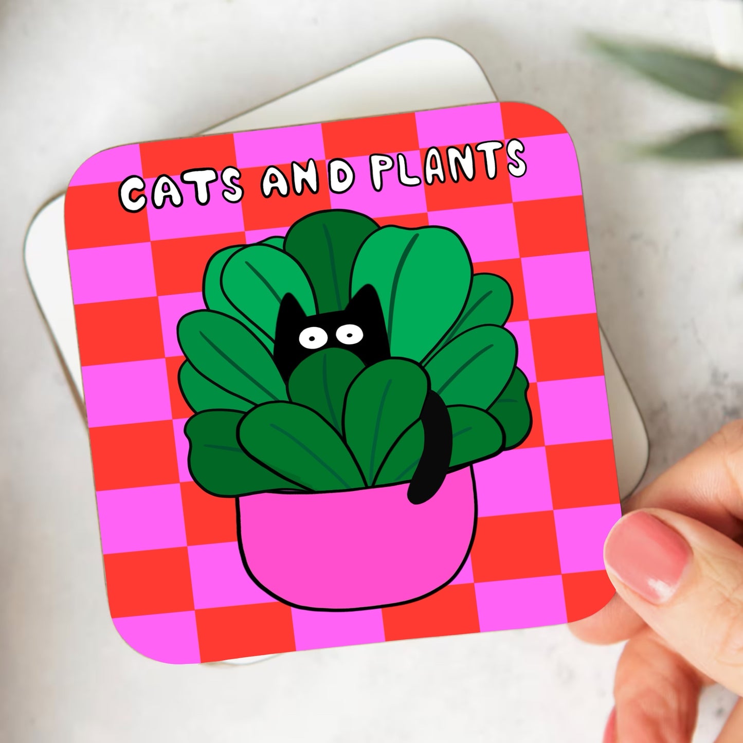 Sous-verre Chats et plantes
