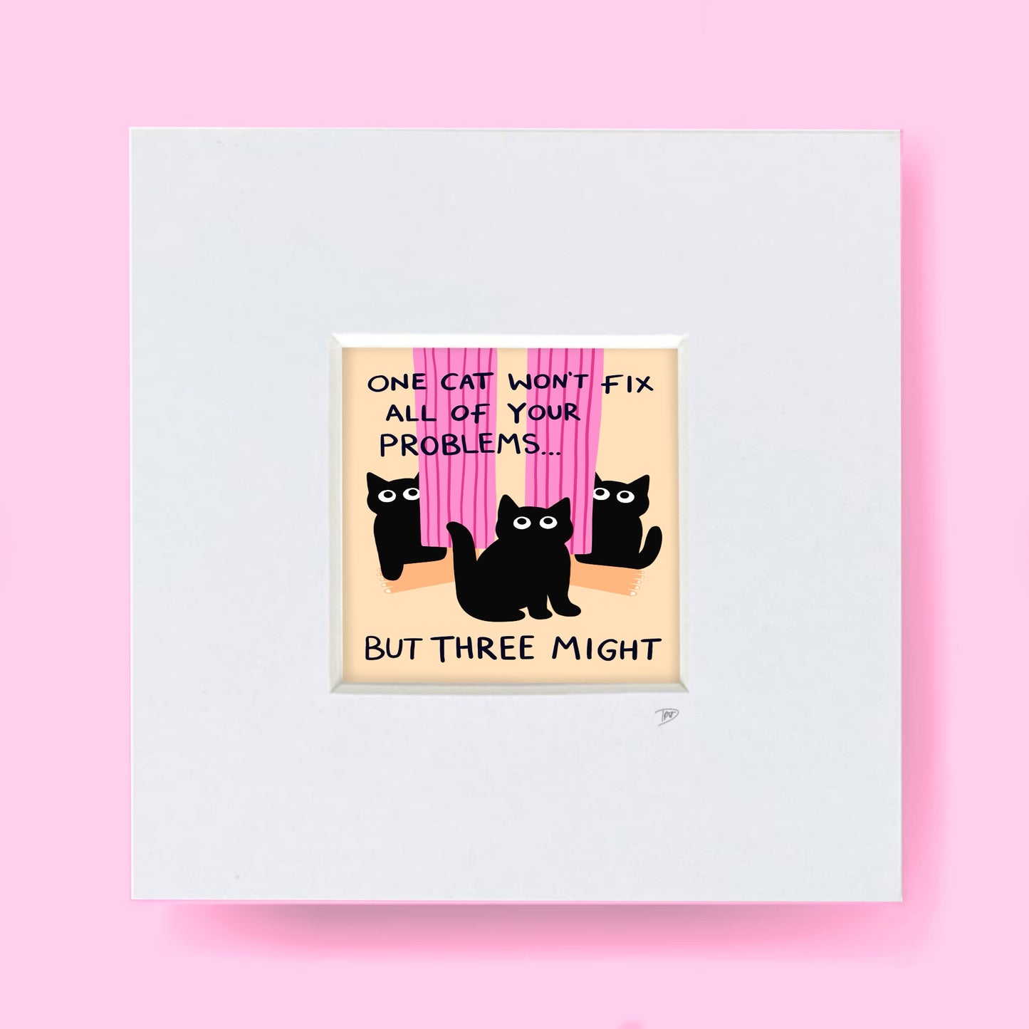 Three Cats - Mini Mounted Print
