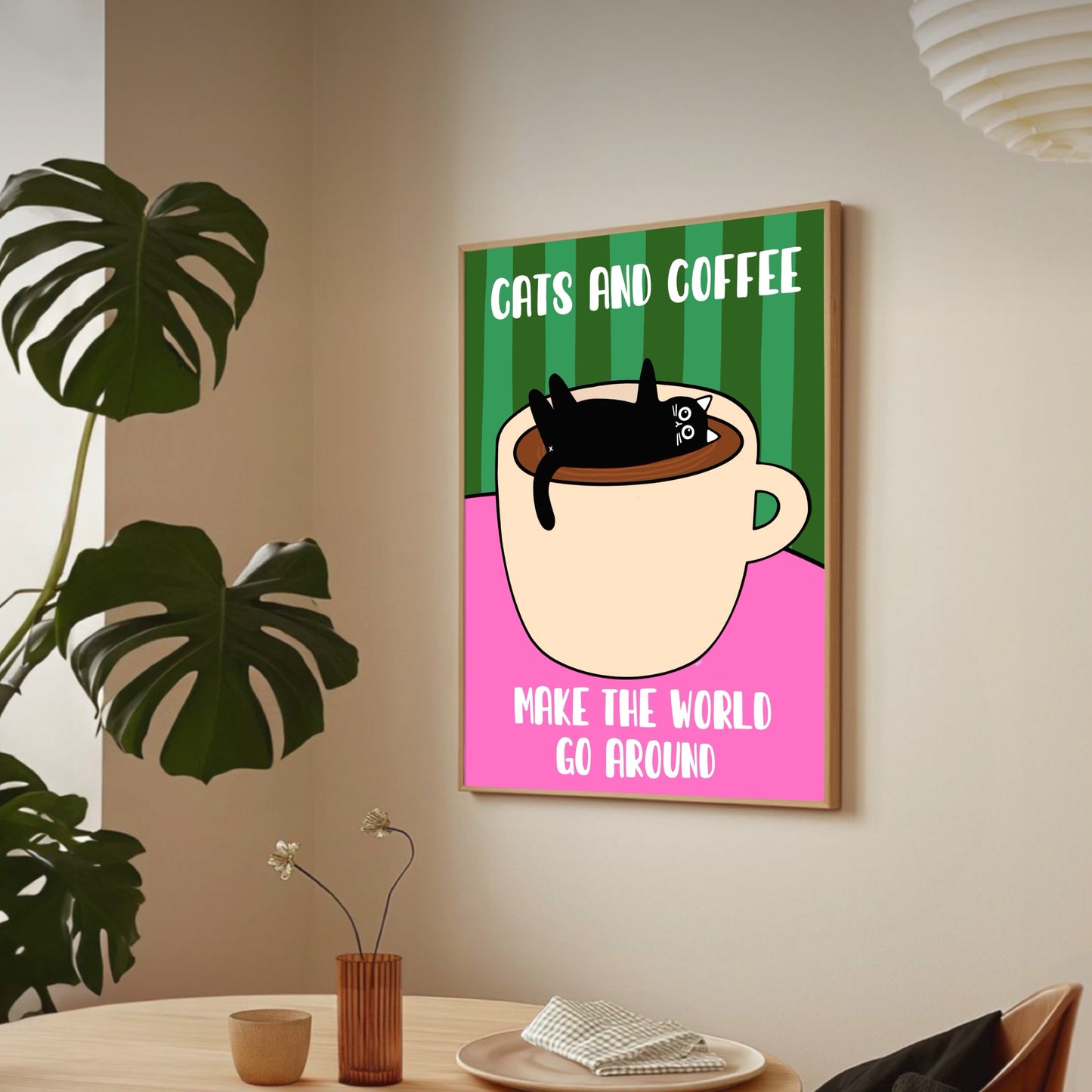 Cats And Coffee Print