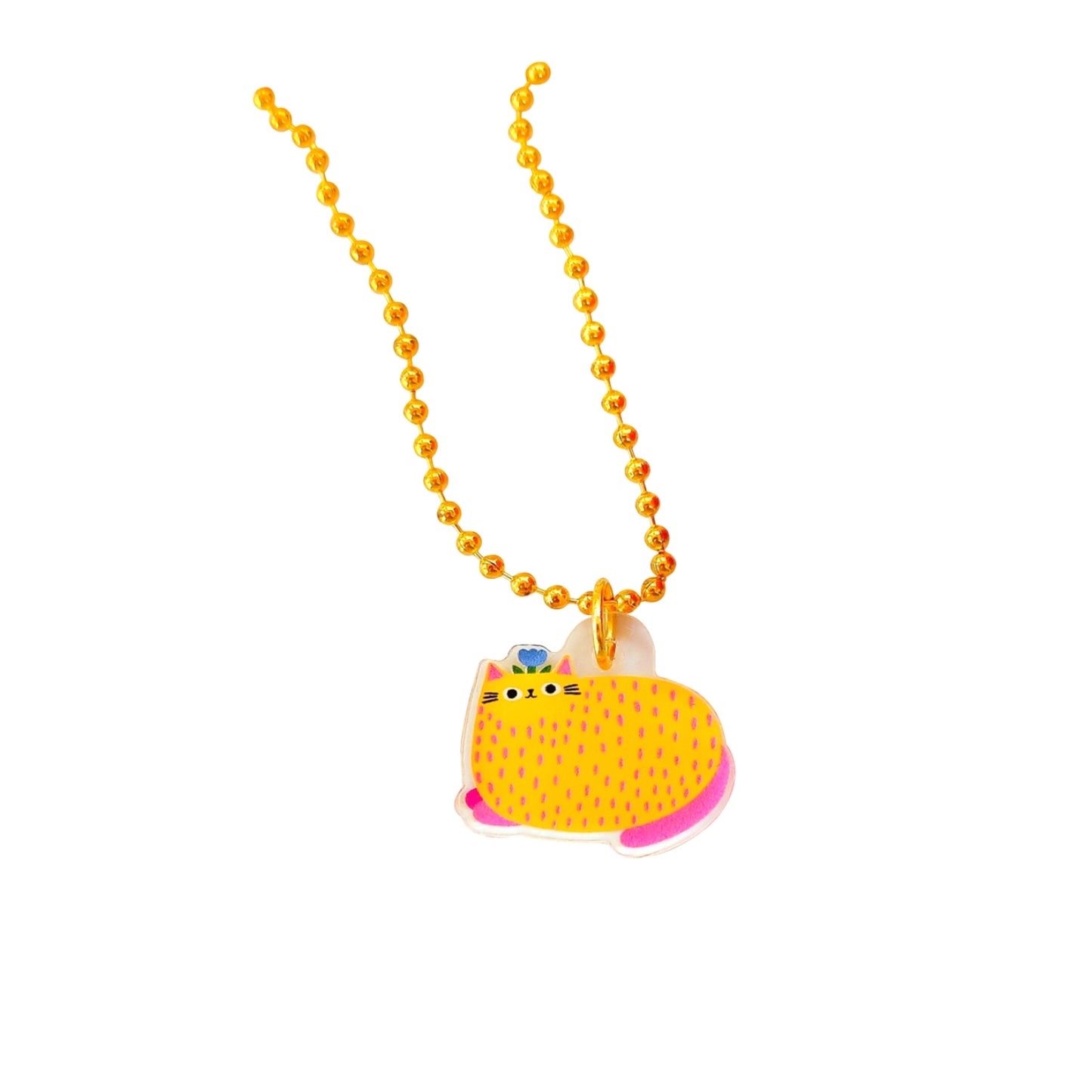 Yellow Cat Acrylic Pendant Charm Necklace - For Pet Lovers