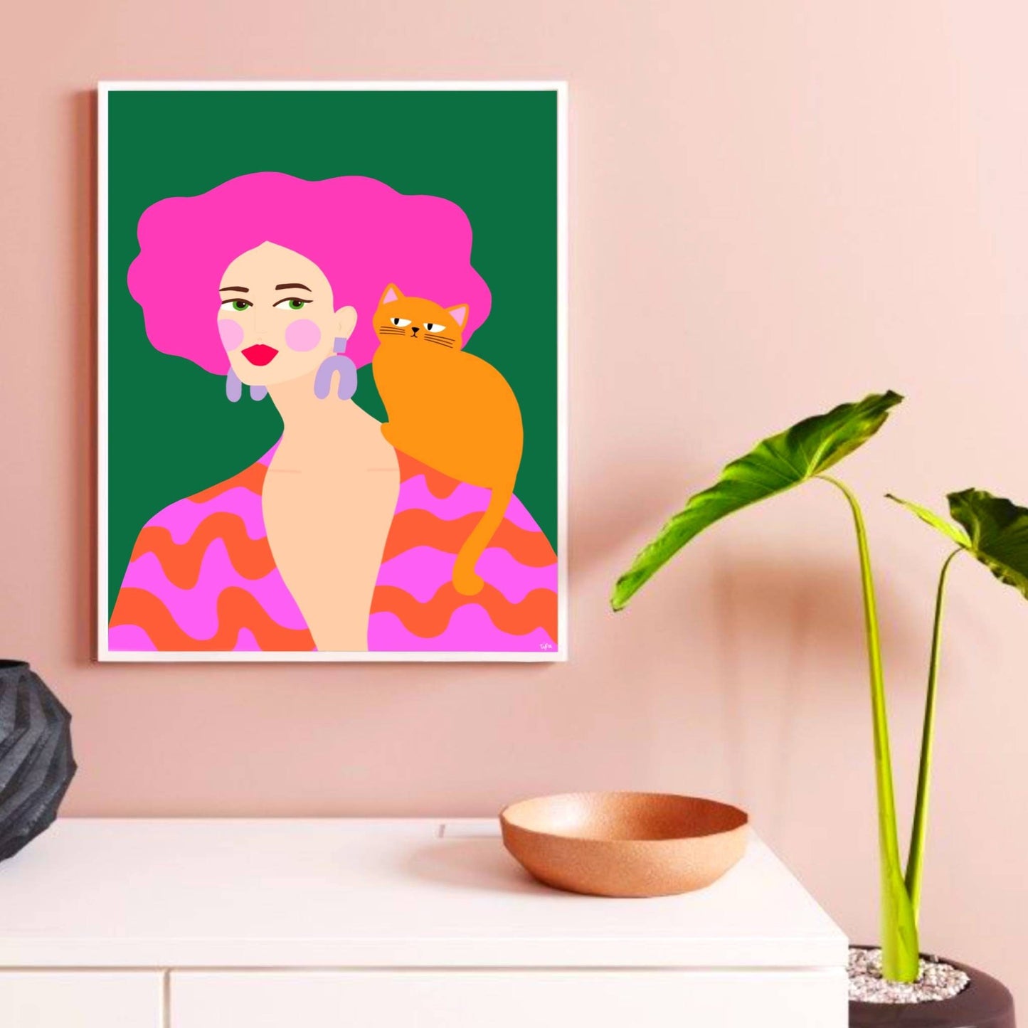 Pink Hair Girl print