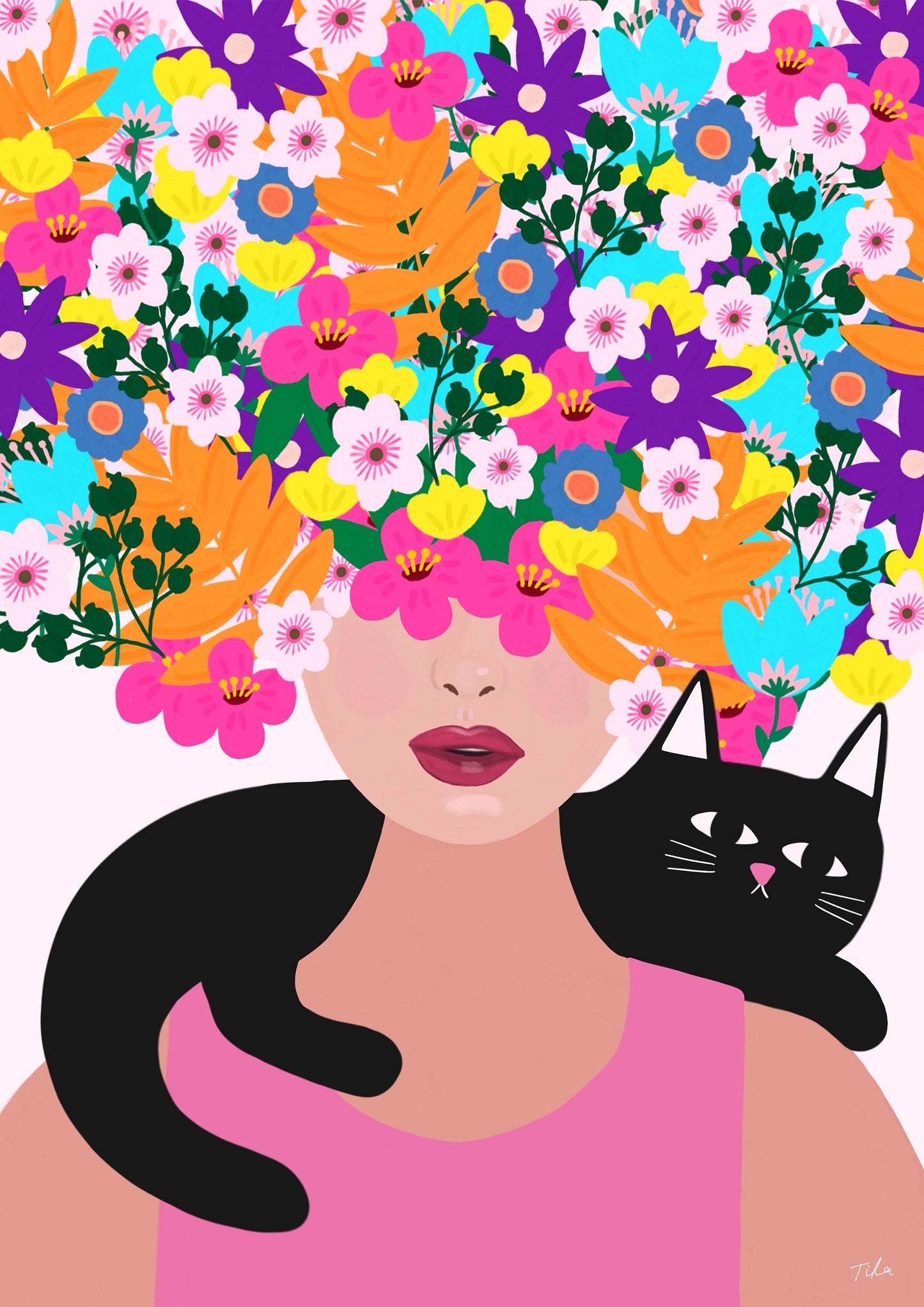 Flower Hair Girl print