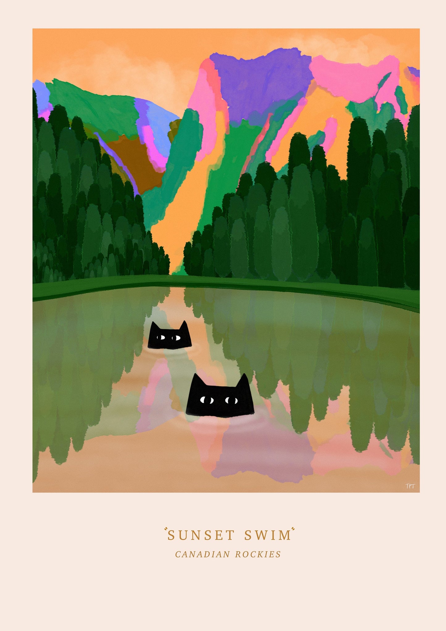 Sunset Swim Print