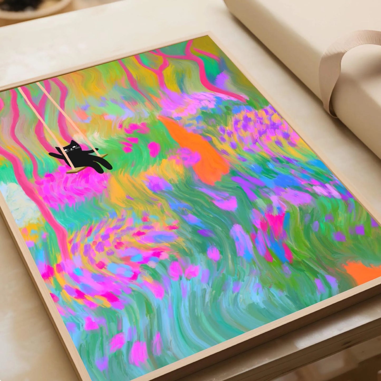 Swinging Cat print
