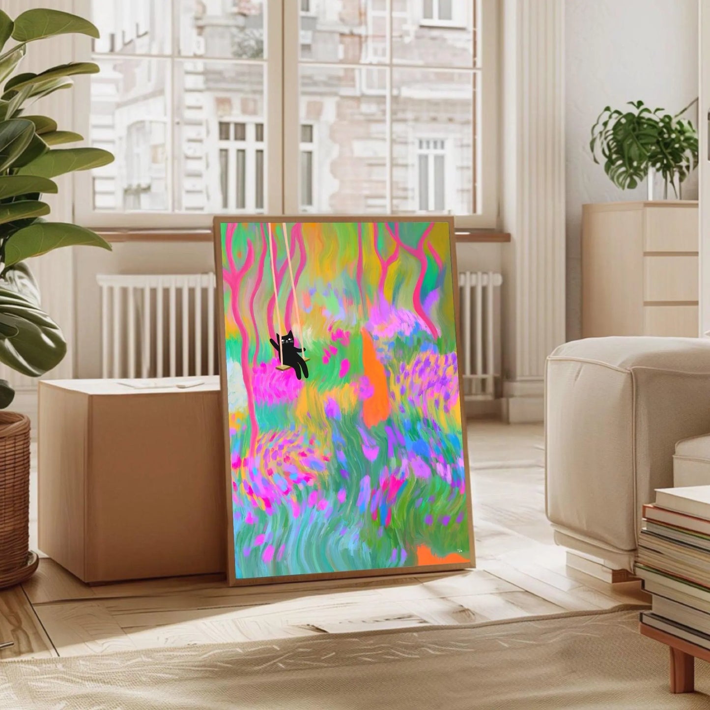 Swinging Cat print