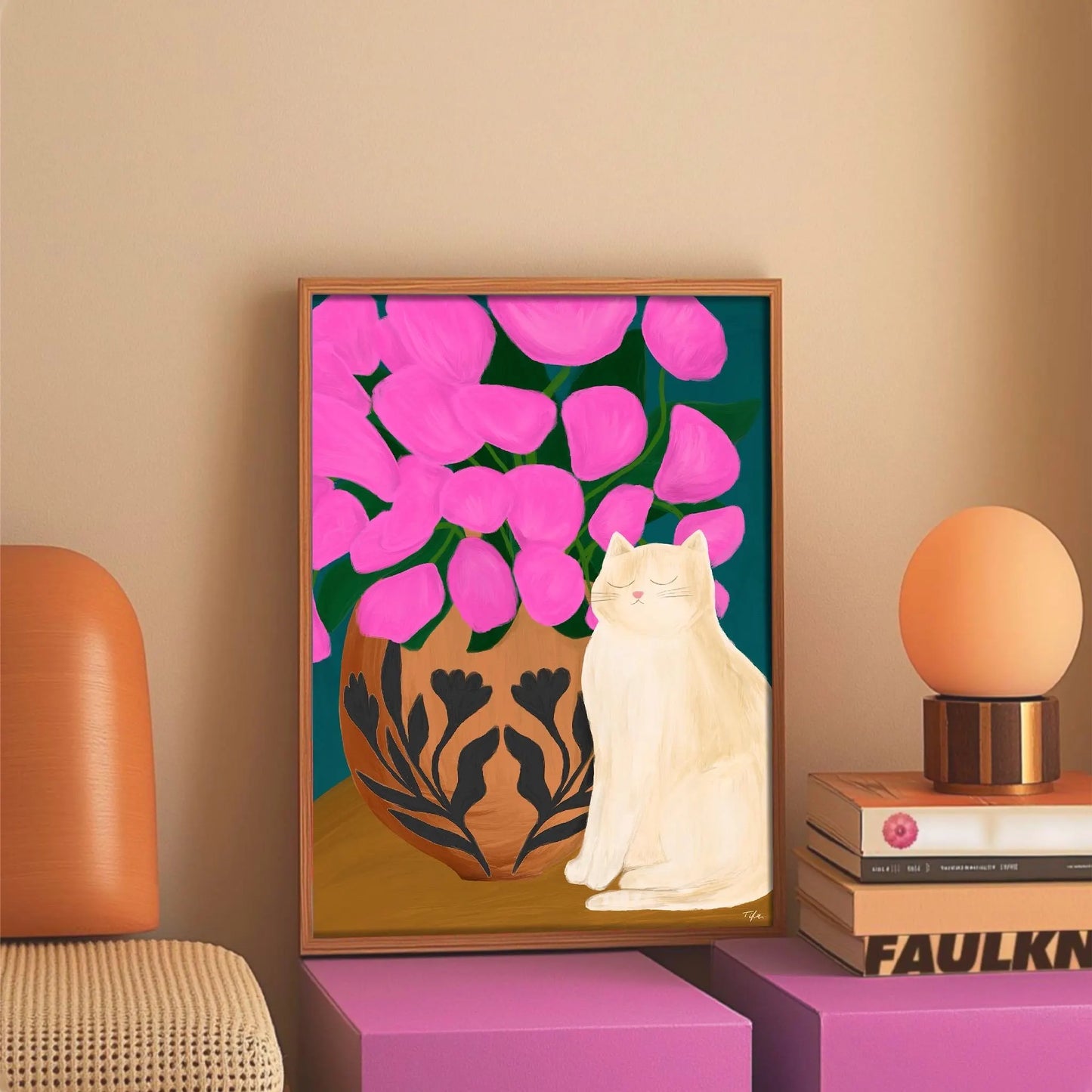 White Cat print