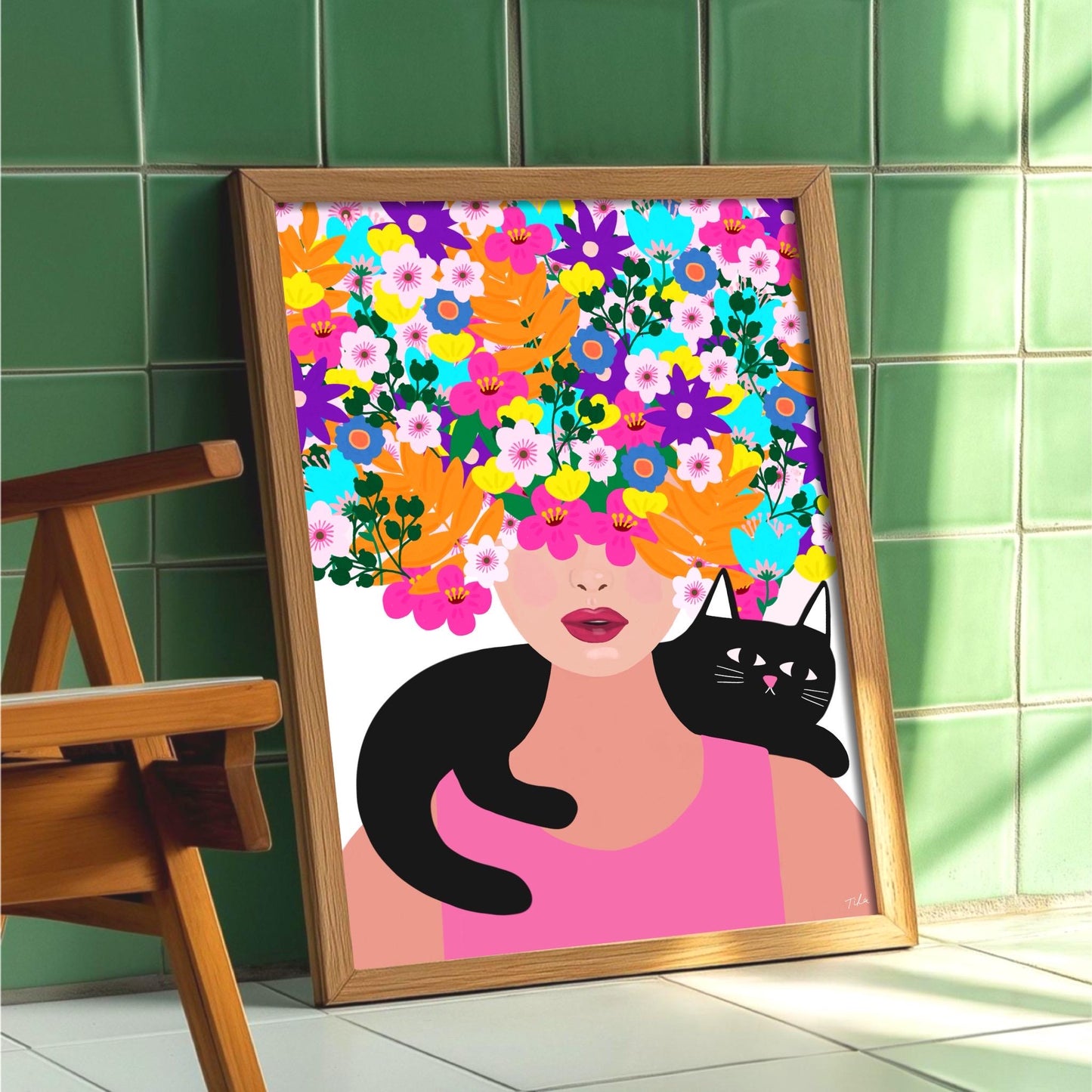 Flower Hair Girl print
