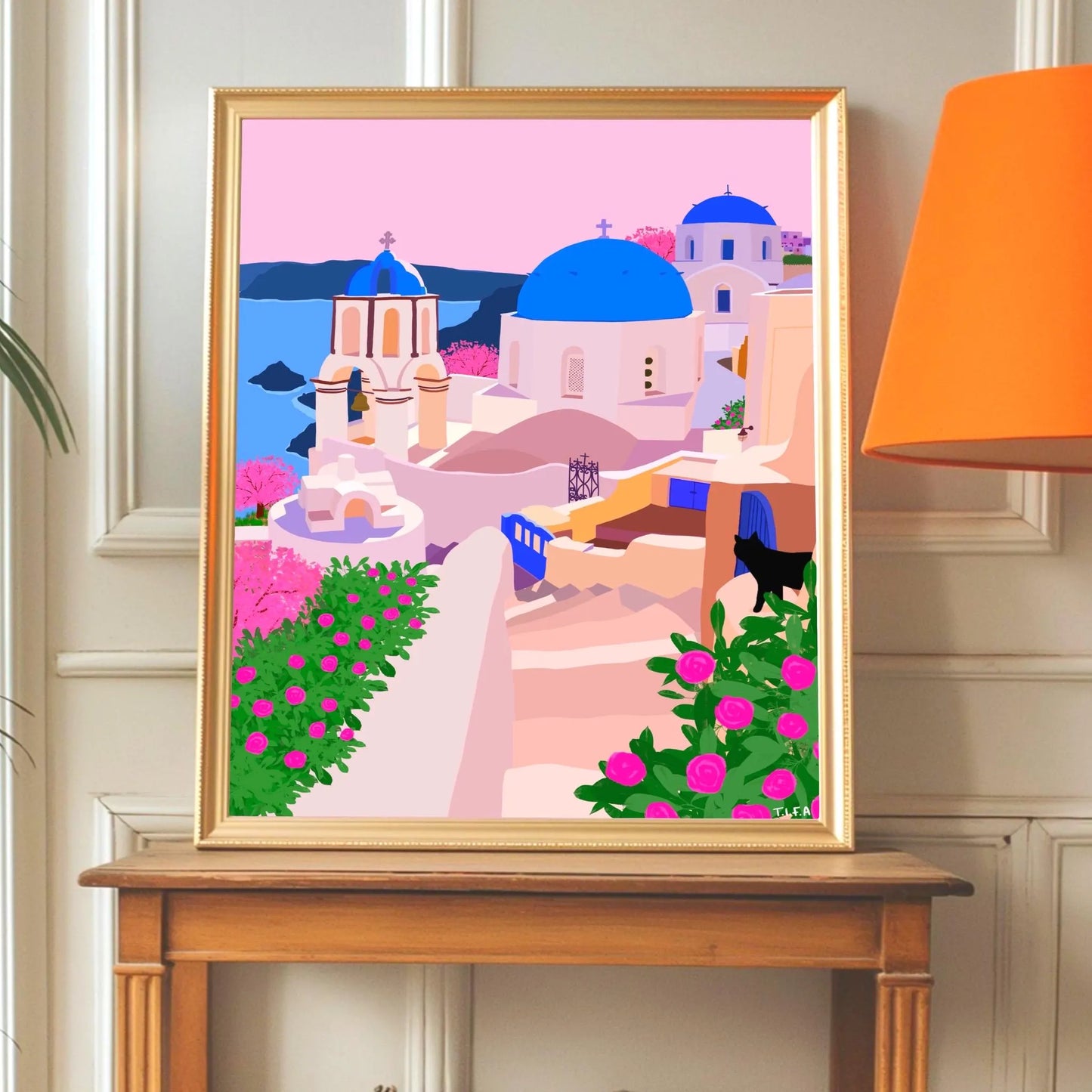 Santorini Cat print