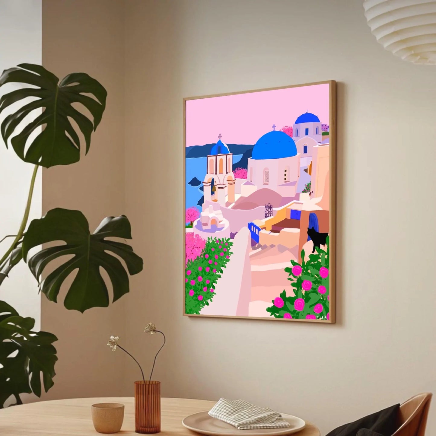 Santorini Cat print