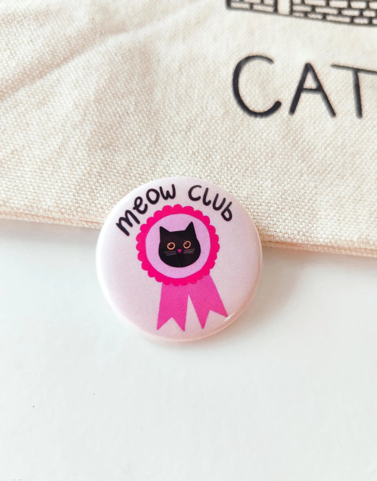 Meow Club - Button Pin Badge - Funny Feline Gift, Black Cats, Funny Pins (38mm)