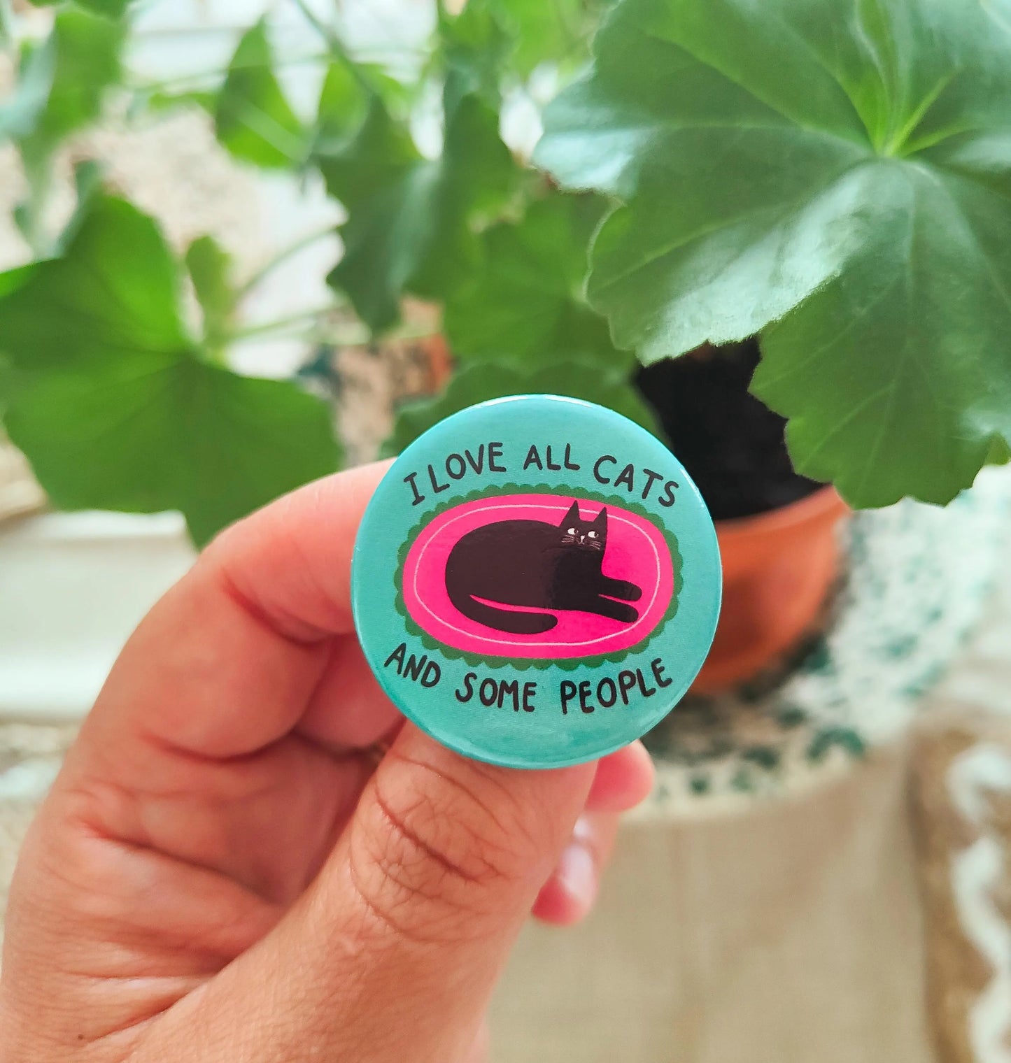 Love All Cats - Button Pin Badge - Funny Feline Gift, Black Cats, Funny Pins (38mm)