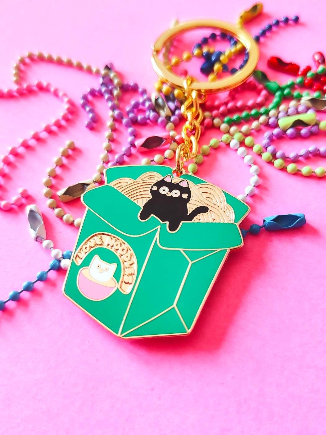 Love Noodles - Hard Enamel Cat Keychain