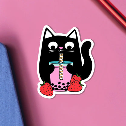 Bubble Tea Cat Vinyl Sticker