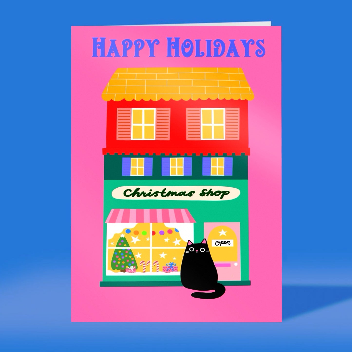Happy Holidays Cat Christmas Card