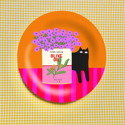 Flowers And Olive Oil - Ceramic Plate