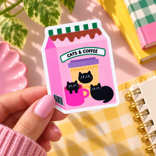 Cats And Coffee - Cat Vinyl Sticker