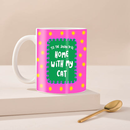 Home With My Cat Christmas Mug