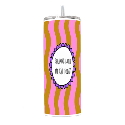 Relaxing With My Cat Travel Tumbler