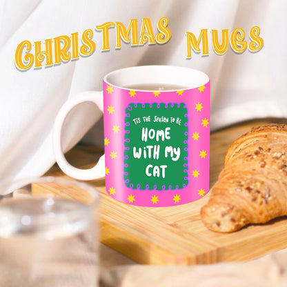 Home With My Cat Christmas Mug