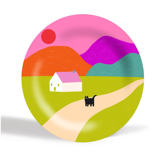 Pink Roof – Keramikteller – Für Katzenliebhaber