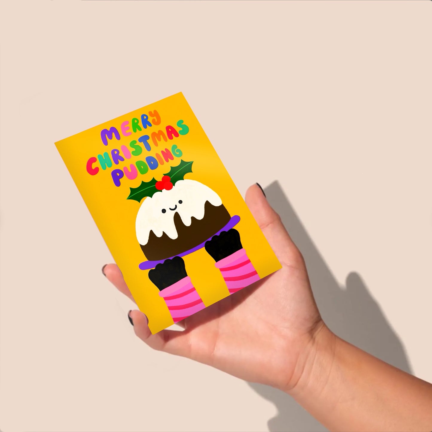 Christmas Pudding Cat Christmas Card