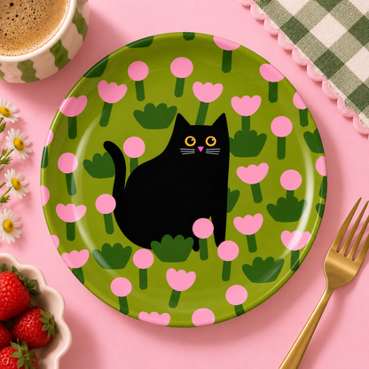 Field Of Flowers - Ceramic Dinner Plate - For Cat Lovers