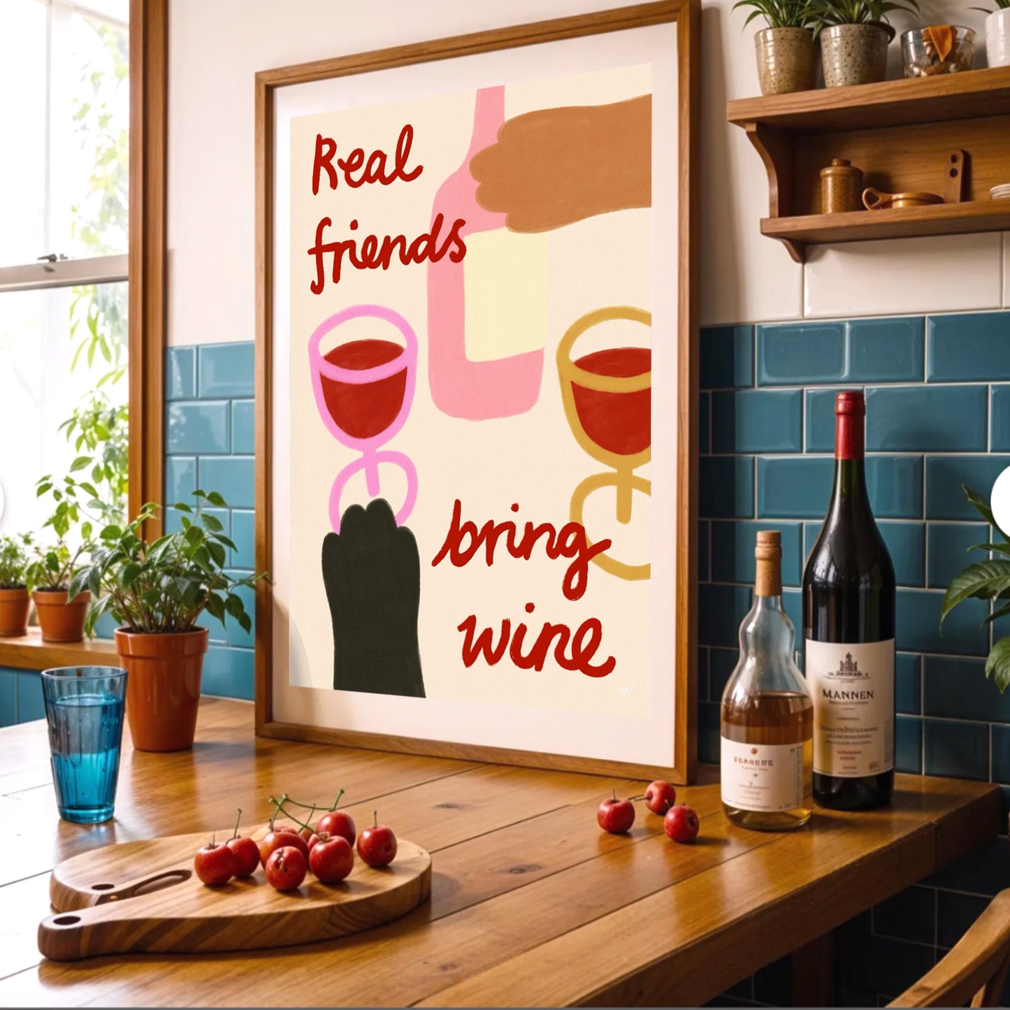 Friends Bring Wine Print