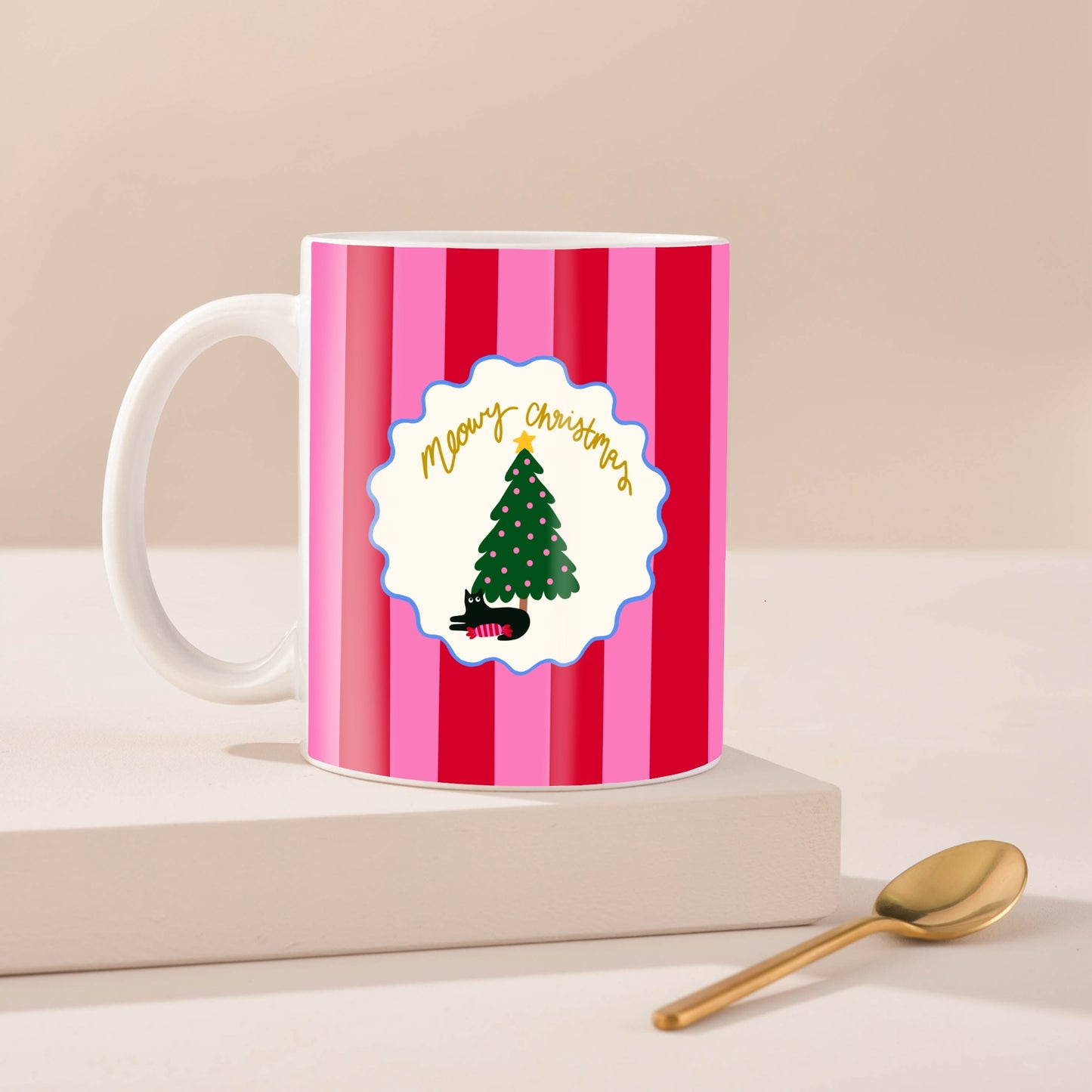 Meowy Christmas Ceramic Cat Mug