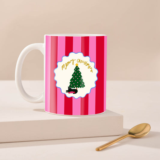 Meowy Christmas Ceramic Cat Mug