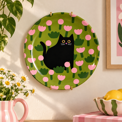 Field Of Flowers - Ceramic Dinner Plate - For Cat Lovers