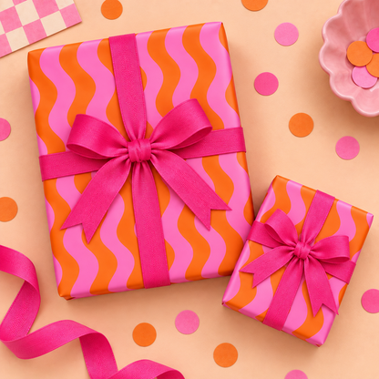 Pink & Orange Waves - Wrapping Paper Sheet