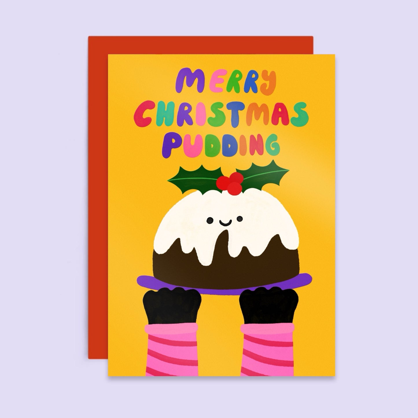 Christmas Pudding Cat Christmas Card