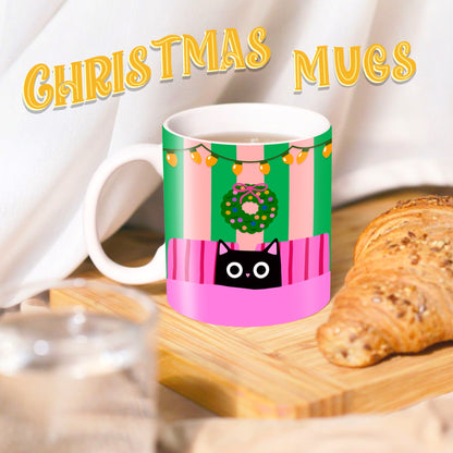 Cat Bed Christmas Mug
