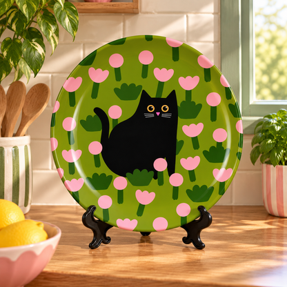 Field Of Flowers - Ceramic Dinner Plate - For Cat Lovers