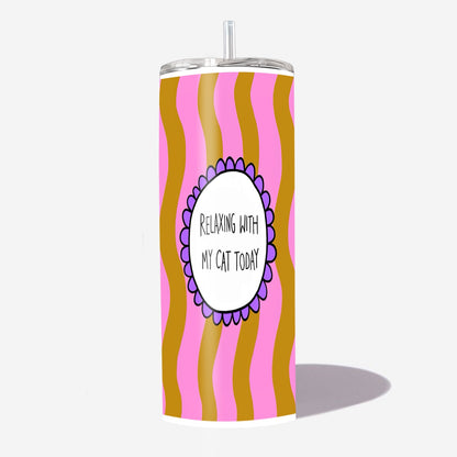 Relaxing With My Cat Travel Tumbler