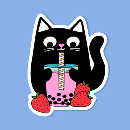 Bubble Tea Cat Vinyl Sticker