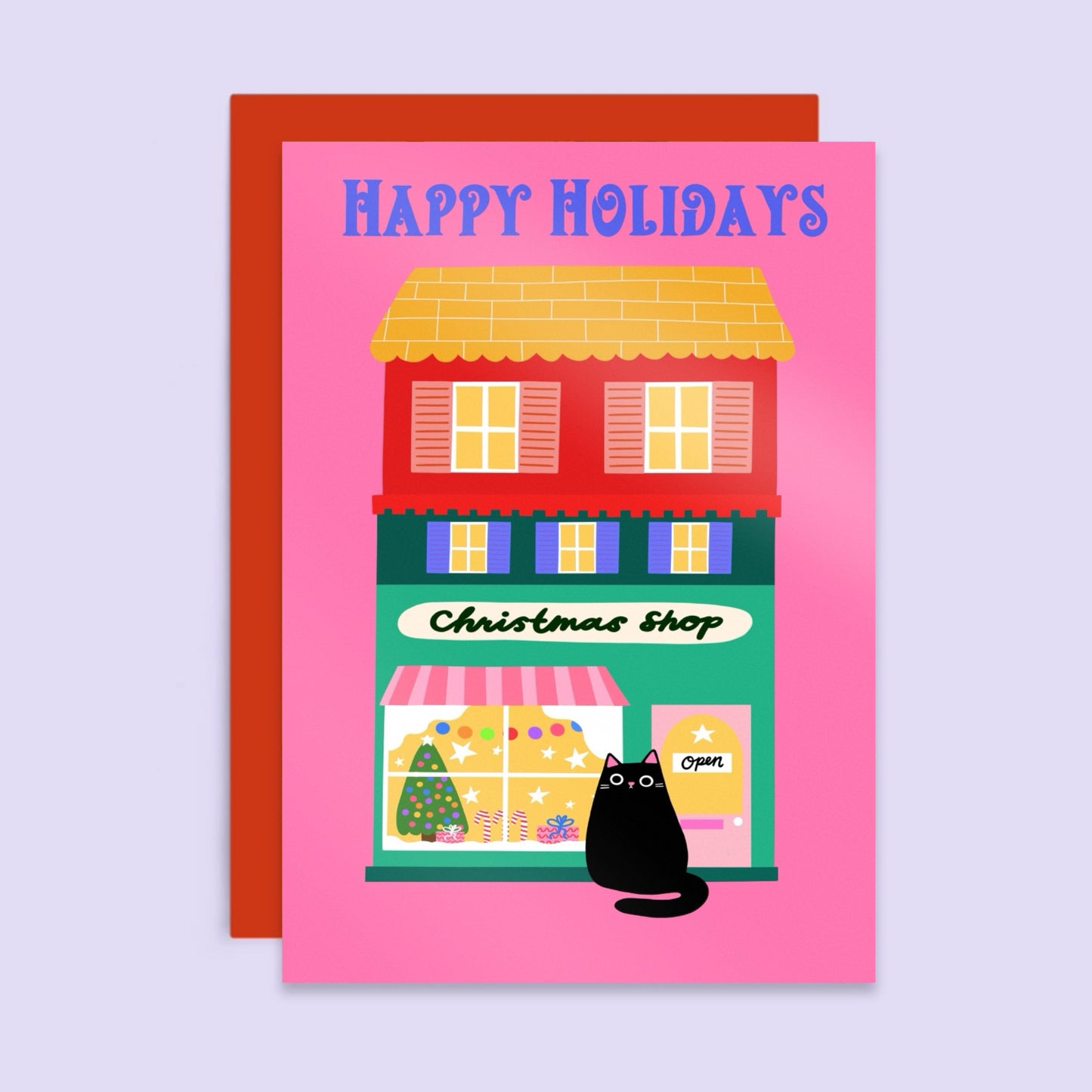 Happy Holidays Cat Christmas Card