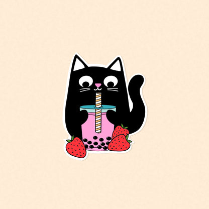 Bubble Tea Cat - Vinyl Sticker