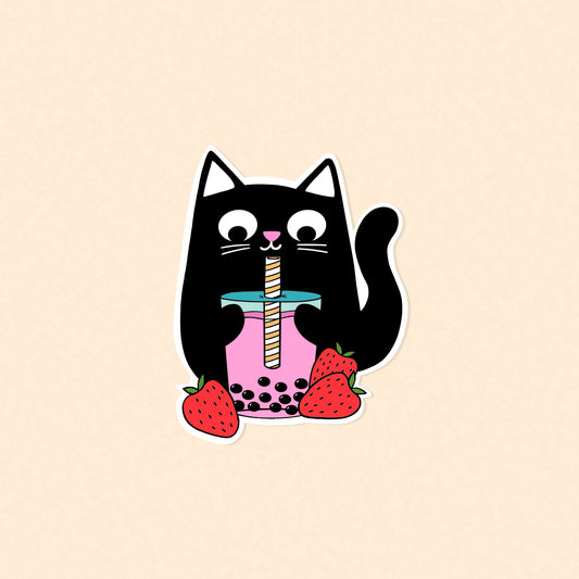 Bubble Tea Cat - Vinyl Sticker