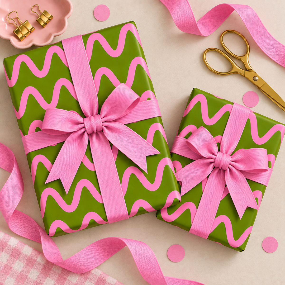 Pink Squiggles - Wrapping Paper Sheet
